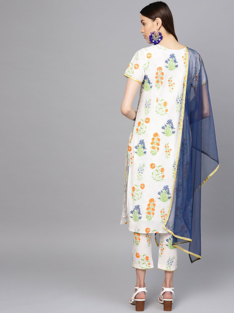 Ahalyaa Women Off white Printed Beautiful Kurta Set | Grocsy