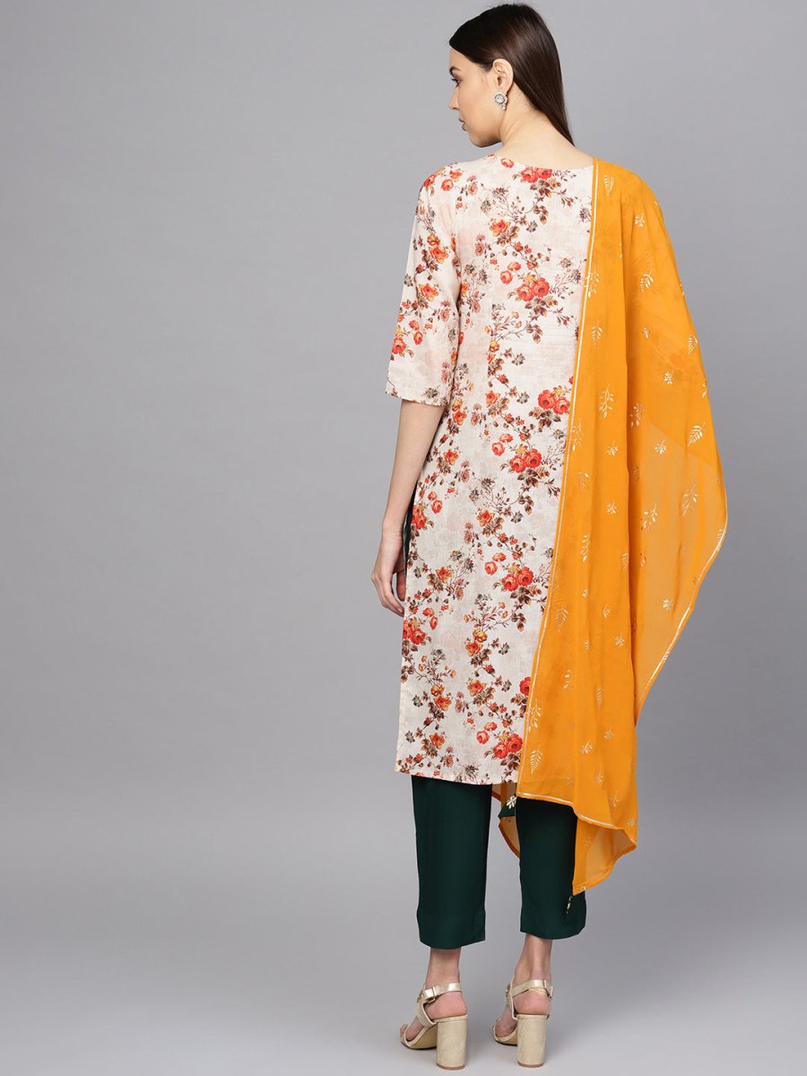 Ahalyaa Off White Printed Kurta Set | Grocsy