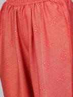 Ahalyaa Women Red & Golden Printed Kurta with Trousers & Dupatta | Grocsy