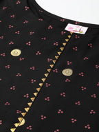 Ahalyaa Black & Pink Bandhani Khari Printed Kurta with Trousers & Dupatta | Grocsy