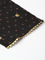 Ahalyaa Black & Pink Bandhani Khari Printed Kurta with Trousers & Dupatta | Grocsy