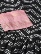 Ahalyaa Women Black & White Polka Dots Chevron Khari Printed Kurta with Trousers & Dupatta | Grocsy