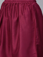 Ahalyaa Magenta & Grey Solid Anarkali Kurta with Palazzos & Floral Dupatta | Grocsy