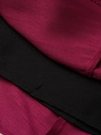 Ahalyaa Magenta & Grey Solid Anarkali Kurta with Palazzos & Floral Dupatta | Grocsy