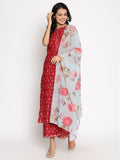 Ahalyaa Cotton Printed Kurta Plazzo With Dupatta Set | Grocsy