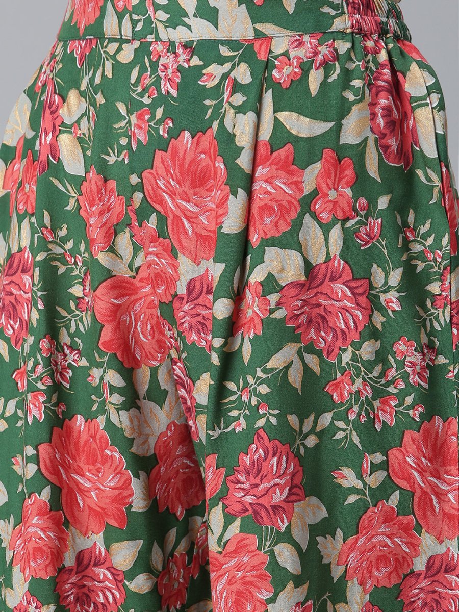 Ahalyaa Women Green Floral Printed Regular Kurta With Palazzos & Dupatta | Grocsy