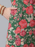 Ahalyaa Women Green Floral Printed Regular Kurta With Palazzos & Dupatta | Grocsy