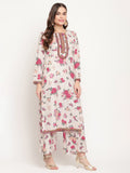 Ahalyaa Floral Printed Round Neck Floral Crepe Straight Kurta | Grocsy