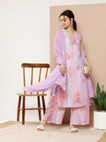 Ahalyaa Women Lavender Floral Printed Gotta Patti Kurta with Palazzos & With Dupatta | Grocsy