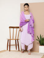 Ahalyaa Women Lavender Gotta Patti Kurta with Palazzos & With Dupatta | Grocsy