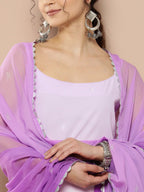 Ahalyaa Women Lavender Gotta Patti Kurta with Palazzos & With Dupatta | Grocsy