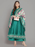 Ahalyaa Women Sea Green Printed Gotta Patti Kurti with Palazzos & Dupatta | Grocsy