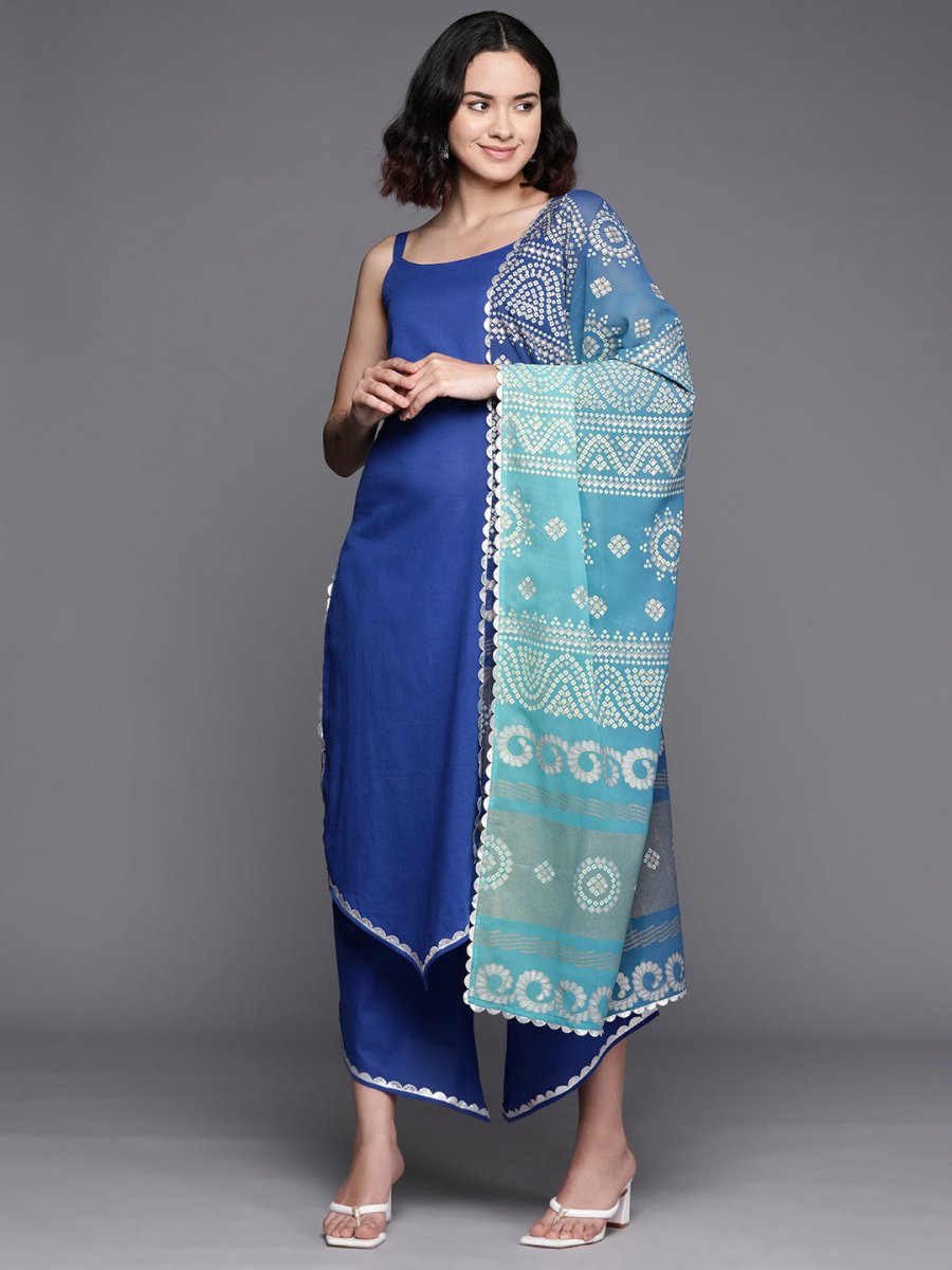 Ahalyaa Regular Pure Cotton Kurta With Palazzos & Dupatta | Grocsy