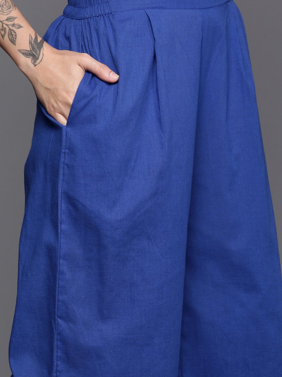 Ahalyaa Regular Pure Cotton Kurta With Palazzos & Dupatta | Grocsy