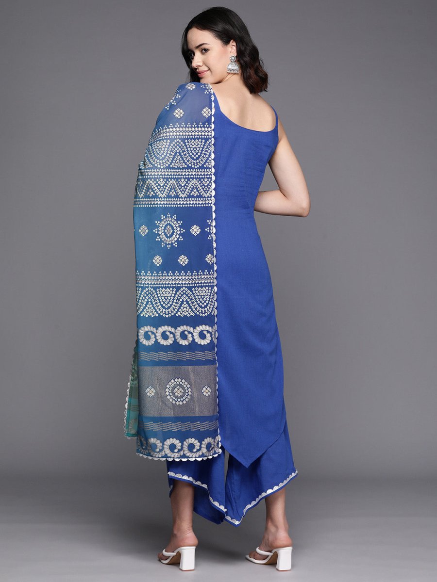 Ahalyaa Regular Pure Cotton Kurta With Palazzos & Dupatta | Grocsy