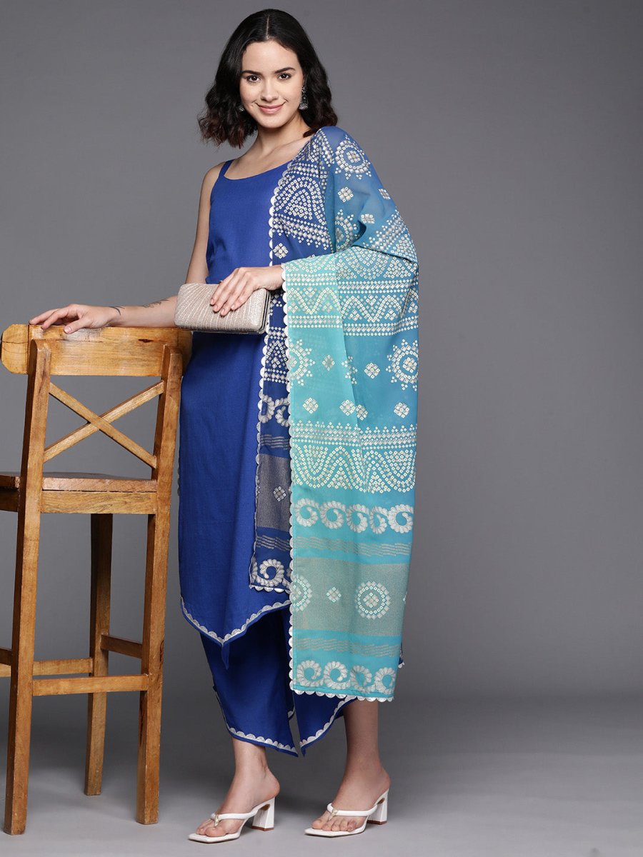 Ahalyaa Regular Pure Cotton Kurta With Palazzos & Dupatta | Grocsy
