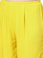 Ahalyaa Yellow Viscose Rayon Straight Kurta Set | Grocsy
