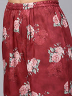 Ahalyaa Women Maroon Printed Kurta with Palazzo & Dupatta | Grocsy