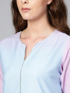 Ahalyaa Women Blue & Off-White Dyed Kurta with Palazzos & Dupatta | Grocsy