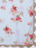 Ahalyaa Mustard Yellow & Cream-Coloured Printed Kurta with Palazzos & Dupatta | Grocsy
