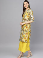 Ahalyaa Yellow Printed Kurta Set For Women | Grocsy
