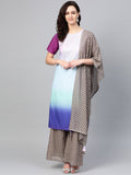 Ahalyaa Women Blue & Charcoal Grey Printed Kurta with Palazzos & Dupatta | Grocsy