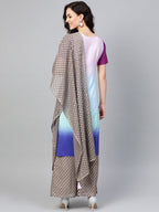 Ahalyaa Women Blue & Charcoal Grey Printed Kurta with Palazzos & Dupatta | Grocsy
