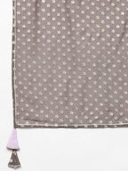 Ahalyaa Women Blue & Charcoal Grey Printed Kurta with Palazzos & Dupatta | Grocsy