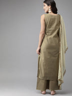 Ahalyaa Women Gold Beige Kurta Set | Grocsy