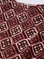 Ahalyaa Women Maroon & Off-White Printed Kurta with Palazzos & Dupatta | Grocsy