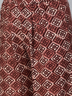 Ahalyaa Women Maroon & Off-White Printed Kurta with Palazzos & Dupatta | Grocsy