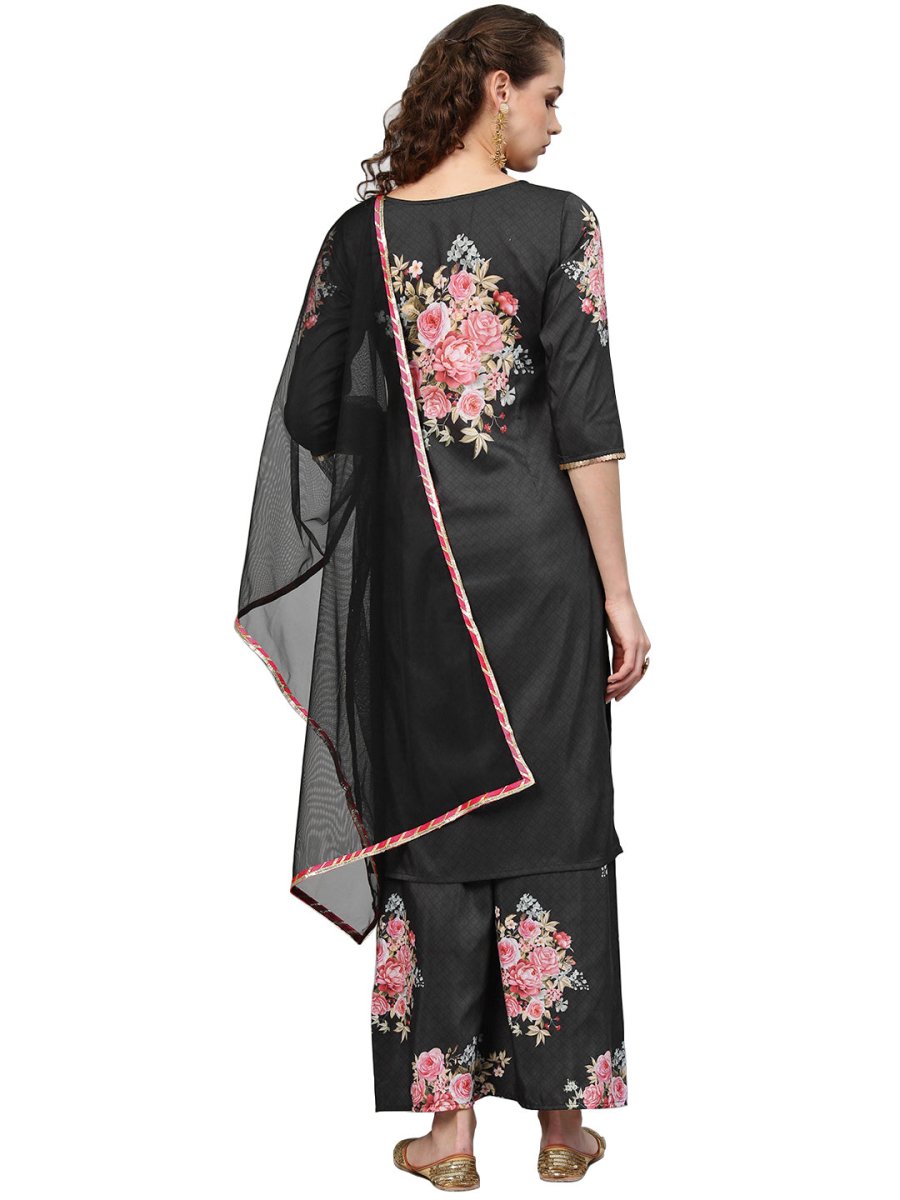 Ahalyaa Beautiful Black Printed Kurta Set For Women's | Grocsy
