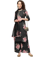 Ahalyaa Beautiful Black Printed Kurta Set For Women's | Grocsy