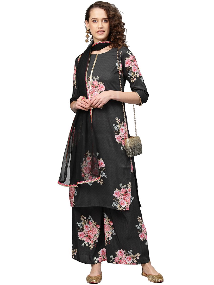 Ahalyaa Beautiful Black Printed Kurta Set For Women's | Grocsy