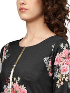 Ahalyaa Beautiful Black Printed Kurta Set For Women's | Grocsy