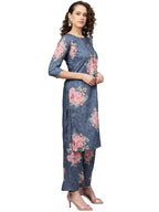Ahalyaa Women Blue & Pink Printed Kurta with Palazzos & Dupatta | Grocsy
