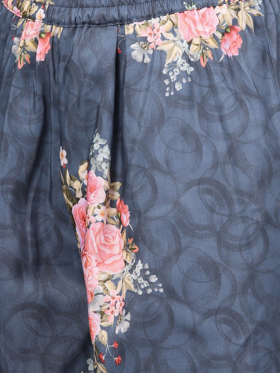 Ahalyaa Women Blue & Pink Printed Kurta with Palazzos & Dupatta | Grocsy
