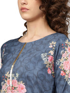 Ahalyaa Women Blue & Pink Printed Kurta with Palazzos & Dupatta | Grocsy