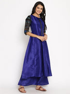 Ahalyaa Women Blue Solid Kurta With Palazzos & Dupatta | Grocsy