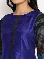 Ahalyaa Women Blue Solid Kurta With Palazzos & Dupatta | Grocsy