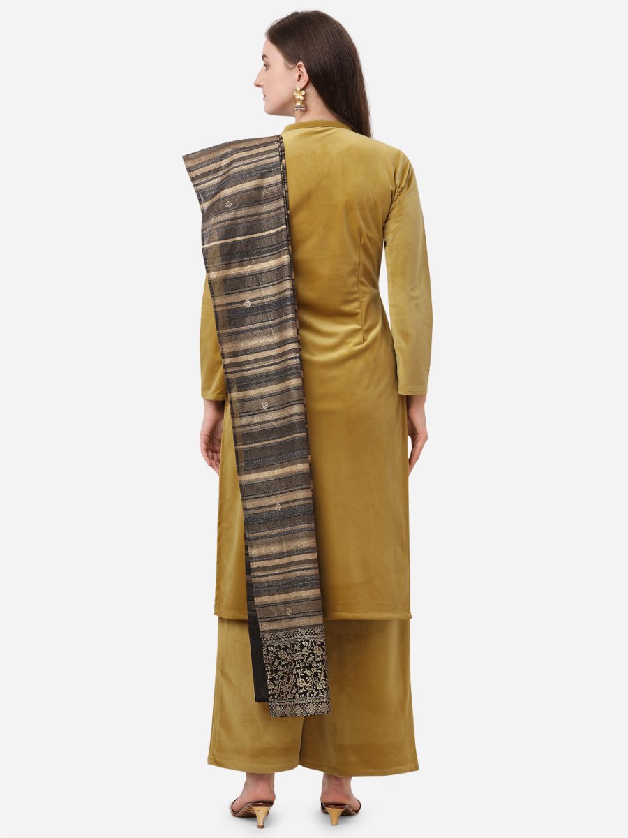 Ahalyaa Dark Mustard Solid Kurta Set With Dupatta | Grocsy