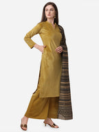 Ahalyaa Dark Mustard Solid Kurta Set With Dupatta | Grocsy