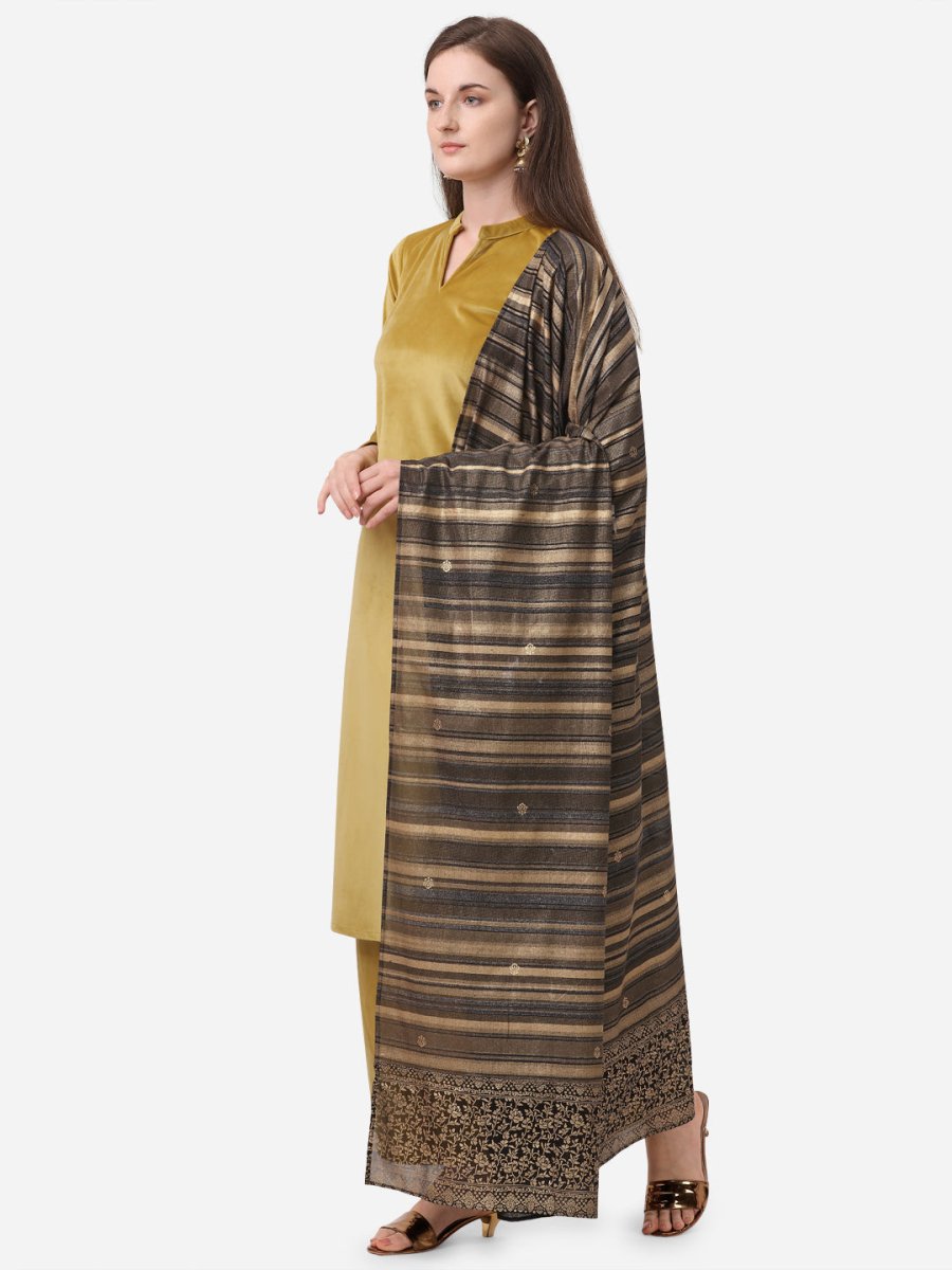 Ahalyaa Dark Mustard Solid Kurta Set With Dupatta | Grocsy