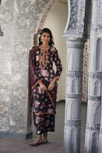 Ahalyaa Women Black Floral Printed Gotta Patti Kurta with Palazzos & With Dupatta | Grocsy
