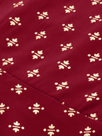 Ahalyaa Women Maroon & Gold-Toned Printed Kurti With Sharara & Dupatta | Grocsy