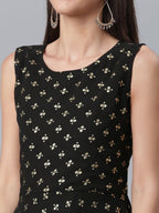 Ahalyaa Women Black Ethnic Motifs Printed Empire Kurta With Sharara & Dupatta | Grocsy