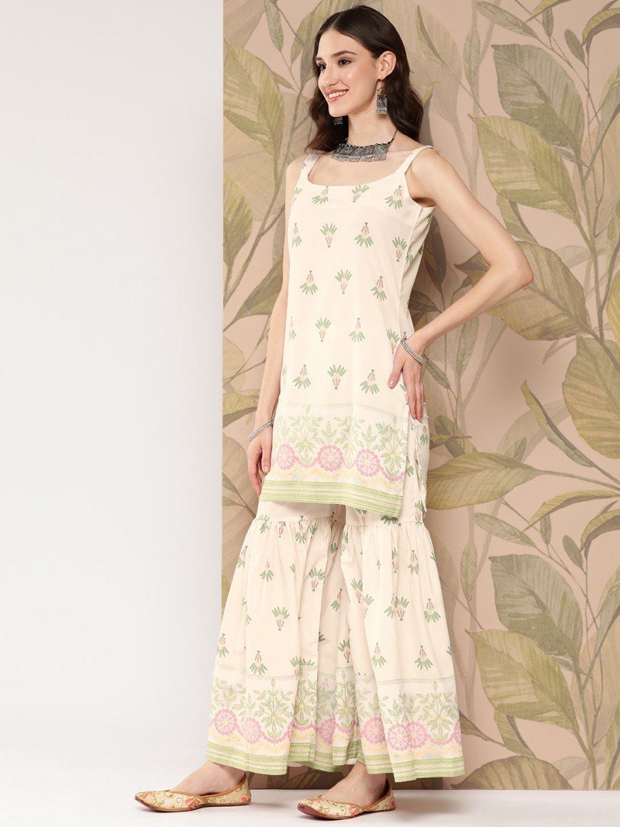 Ahalyaa Women Floral Printed Regular Kurti with Sharara & With Dupatta | Grocsy