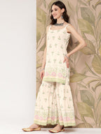 Ahalyaa Women Floral Printed Regular Kurti with Sharara & With Dupatta | Grocsy