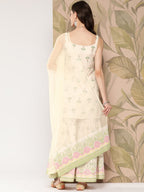 Ahalyaa Women Floral Printed Regular Kurti with Sharara & With Dupatta | Grocsy