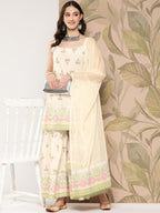 Ahalyaa Women Floral Printed Regular Kurti with Sharara & With Dupatta | Grocsy